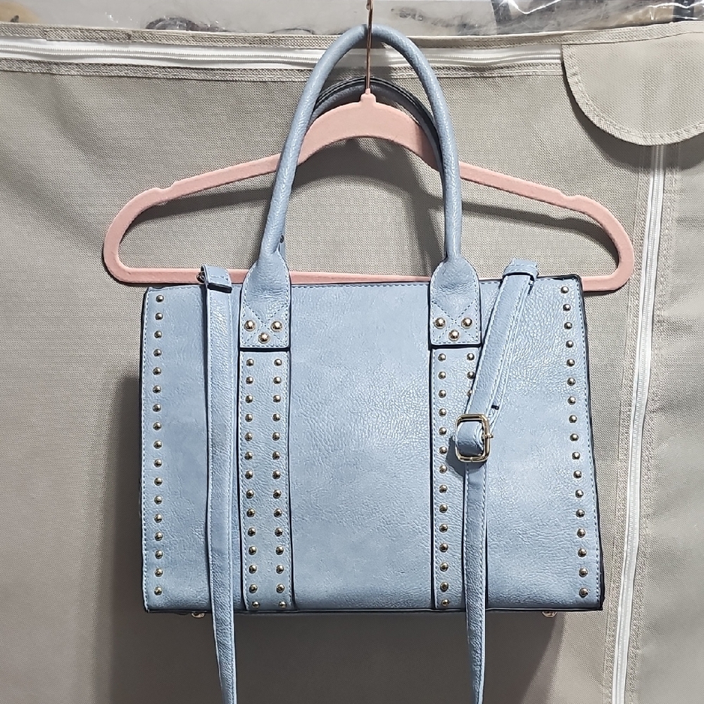 Cracker Barrel Light Blue Studded Shoulder Bag